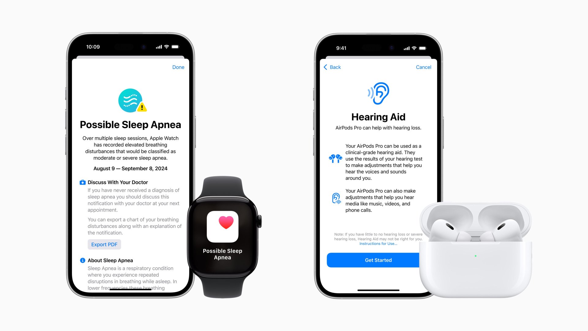 Apple Watch ไทยใช้ฟีเจอร์เตือนภาวะหยุดหายใจขณะหลับได้แล้ว ส่วน AirPods Pro 2 เป็นเครื่องช่วยฟังสำหรับปัญหาการได้ยินที่ไม่รุนแรง