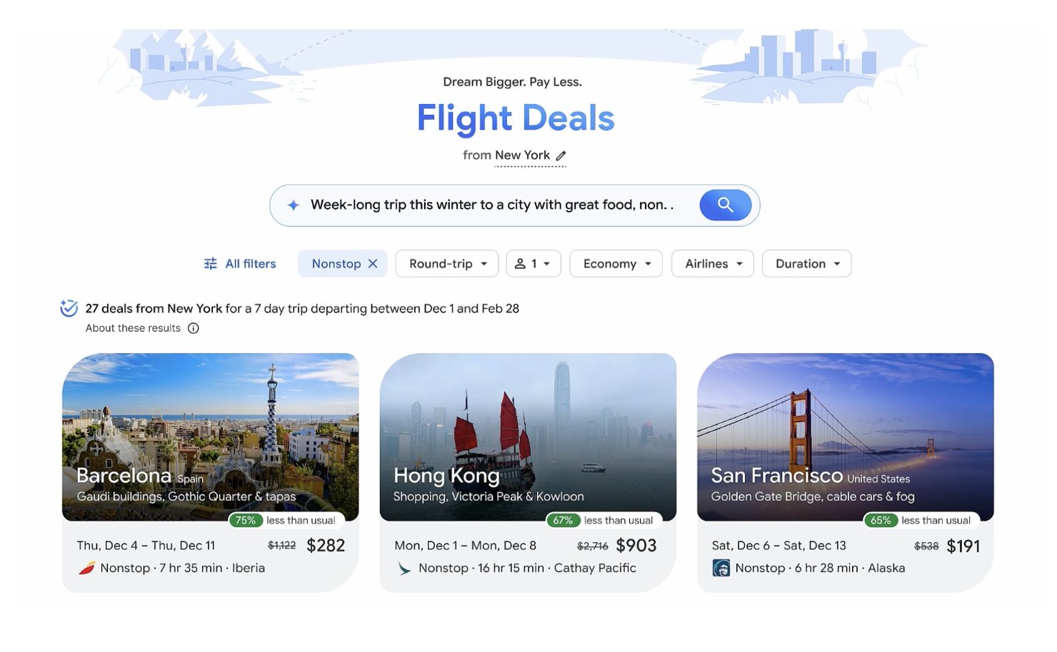 Google เปิดตัว Flight Deals ใช้ AI ช่วยหาตั๋วเครื่องบินราคาถูก พร้อมจัดทริป