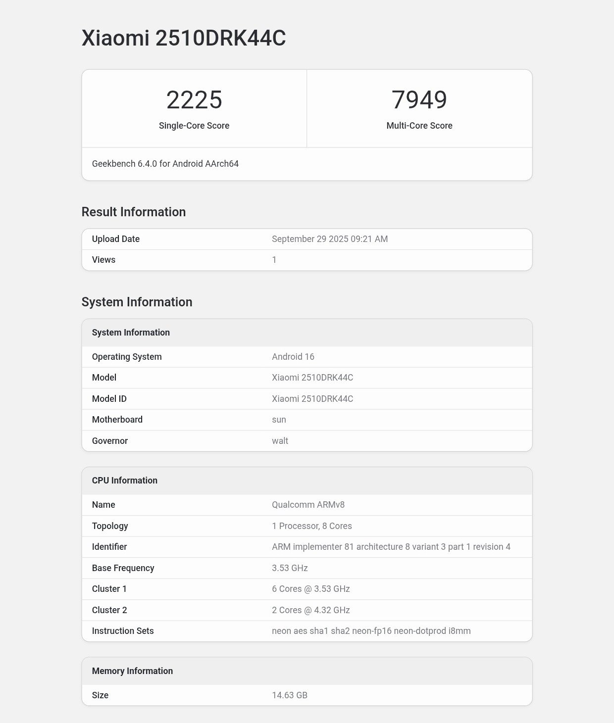 Redmi K90 Geekbench